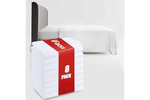 IFAON Twin Size Flat Sheets Only Bulk 8 Pack White Top Sheet with Color-Coded Label for Home Airbnb Hotel Dorm Spa Massage Bed, Soft Thin Breathable Brushed Microfiber Machine Washable 66x96 in