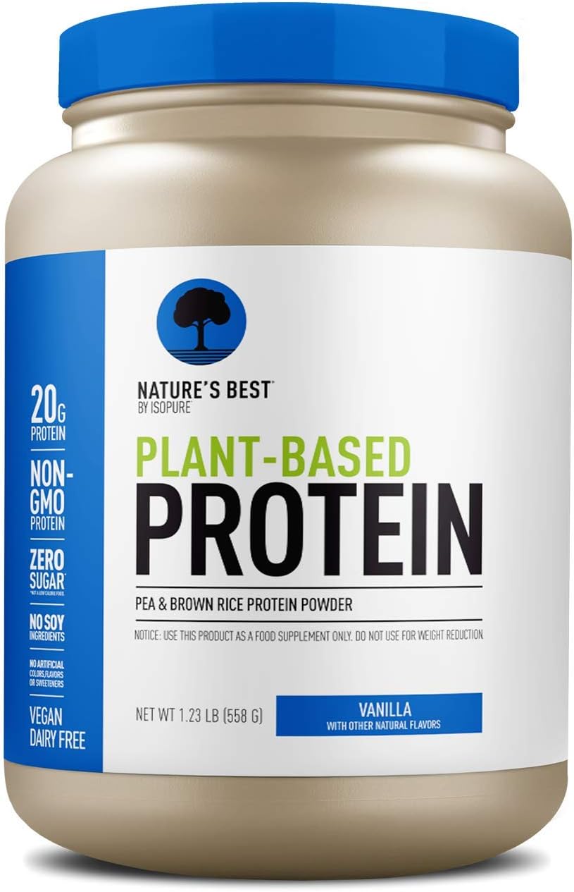 Nature's Best Plant Based Vegan Protein Powder by Isopure - Organic Keto Friendly, Low Carb, Gluten Free, 20g Protein, 0g Sugar, Vanilla 1.23 Pound (20 Servings)