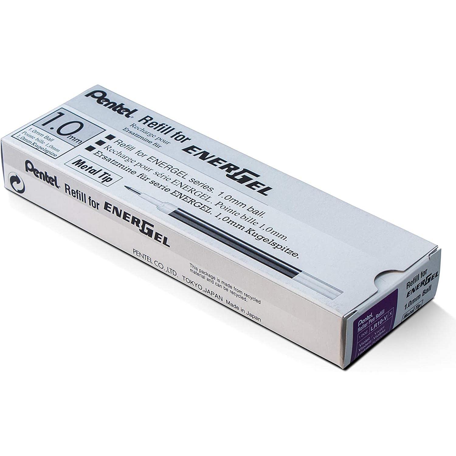 Pentel LR10-V Refillable Cartridge for EnerGel-Pens - 0.5 mm, Violet, Pack of 12