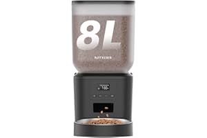 NITYERS Automatic Dog Feeder - 8L/34 Cups Large Capacity Automatic Cat Food Dispenser with LCD Screen, Large Food Tray, Battery Operated, Timed Cat Feeder, Up to 50 Portions 6 Meals Per Day, Keeps Fresh