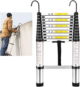 telescopic loft ladder with hooks