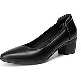 DREAM PAIRS Women's Low Chunky Block Heel Dress Shoes Closed Round Toe Comfortable Heels Work Wedding Office Pumps Shoes