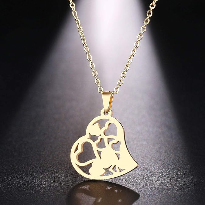 yrfchgj Collar De Acero Collar De Acero Inoxidable para Mujer Combinación De Corazón Hueco para