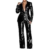 Women Suits 2 Piece Set Sequins Long Sleeve Blazer Sets Women 2 Piece Outfits High Waist Glitter Pants Suit Partywear