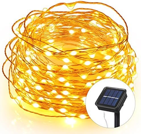 Homaz Solar String Lights 33ft 100 LEDs Fairy String Lights, Ambiance lighting for Patio, Lawn, Landscape, Home, Wedding, Christmas Party, Xmas Tree, Waterproof (Warm White)
