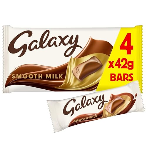Galaxy Chocolate Bars, Smooth Milk Chocolate Multipack, 4 x 42g, Ideal for Gift, Snacks or Hamper