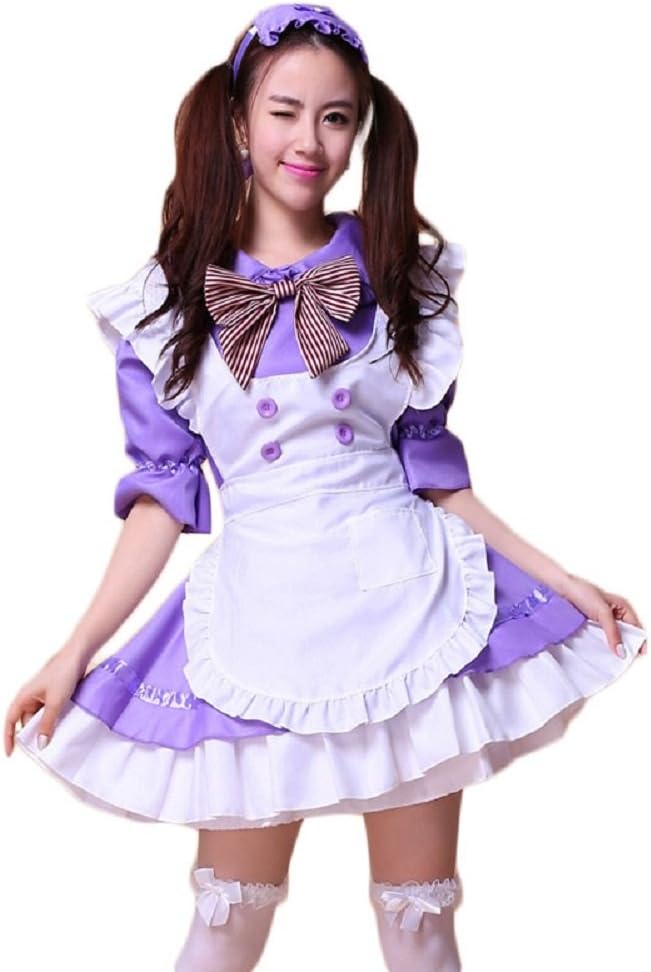 EXCELLANYARD Women's Lolita Dress French Maid Costumes 2-4 Purple