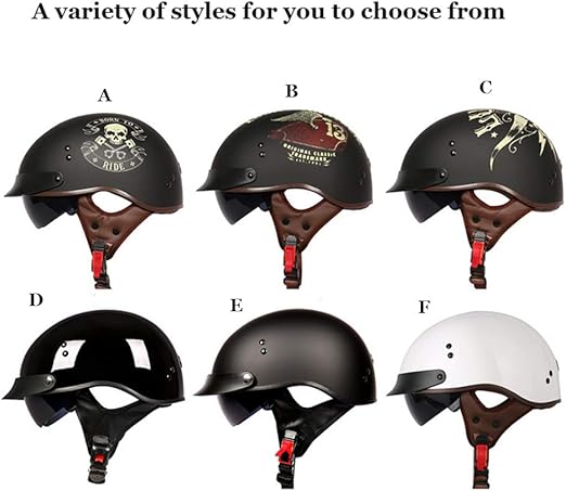 Carachome Casque De Moto Cross Style Vintage Casque Moto Vintage A Face Ouverte Casque Moto De Protection Pour Hommes Et Femmes E M Avec Lunettes De Protection Motos Accessoires Et Pieces Vetements De Protection