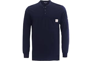 BOCOMAL FR Shirts Flame Resistant Shirt 5.5oz 100% Cotton Light Weight CAT2 Fire Retardant Henley Shirts