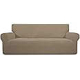 Easy-Going Stretch Sofa Slipcover 1-Piece Sofa Cover Furniture Protector Couch Soft with Elastic Bottom for Kids, Polyester Spandex Jacquard Fabric Small Checks (Sofa, Natural)