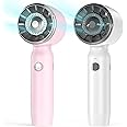 COMLIFE Handheld Mini Fan, 2 PACK Portable Turbo Fan, Recharged Battery Operated Personal Small Pocket Fan with 3 Speed for Women Men Girls Kids Indoor Outdoor Travel Makeup