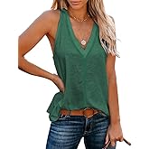 Famulily Summer Tank Tops for Women Cute Sleeveless Deep V Neck Tunic Tops
