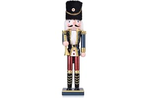 ArlinaL Wooden Christmas Nutcracker Soldier with Bugle, 15 Inch Handcrafted Nutcracker Figure Christmas Decor for Shelves and Tables