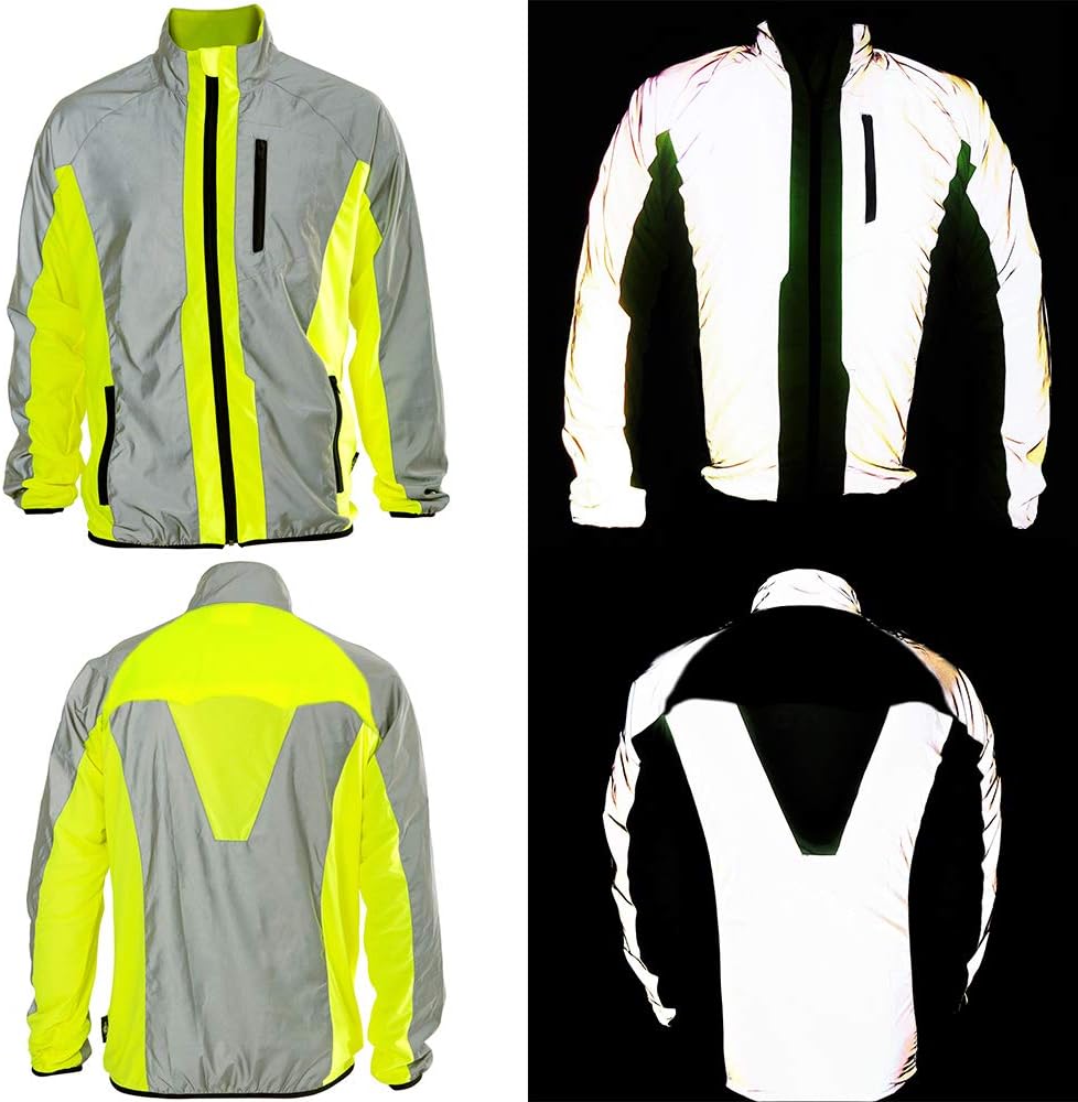 BTR Hi Vis Reflective Cycling & Running Jacket. Fits Men & Women. High Visibility (Hi Viz) & VERY Reflective Outdoor Sports Jacket.
