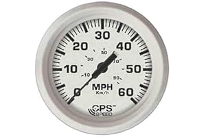 Faria Beede Instruments Faria 33147 Dress Speedometer GPS Studded 4" - White, 60 MPH