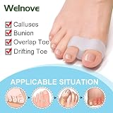 Welnove Pack 12 Bunion Corrector Toe Separators with 2 Loops White view 3