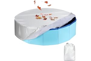 Rypet Pet Pool Cover Foldable Round Dog Swimming Pool Cover Kiddie Pool Cover,Leak Proof Washable Kiddie Pet Small Paddling Bath Accessories for Dog Kiddie Pool Bathing Tub（Silver）