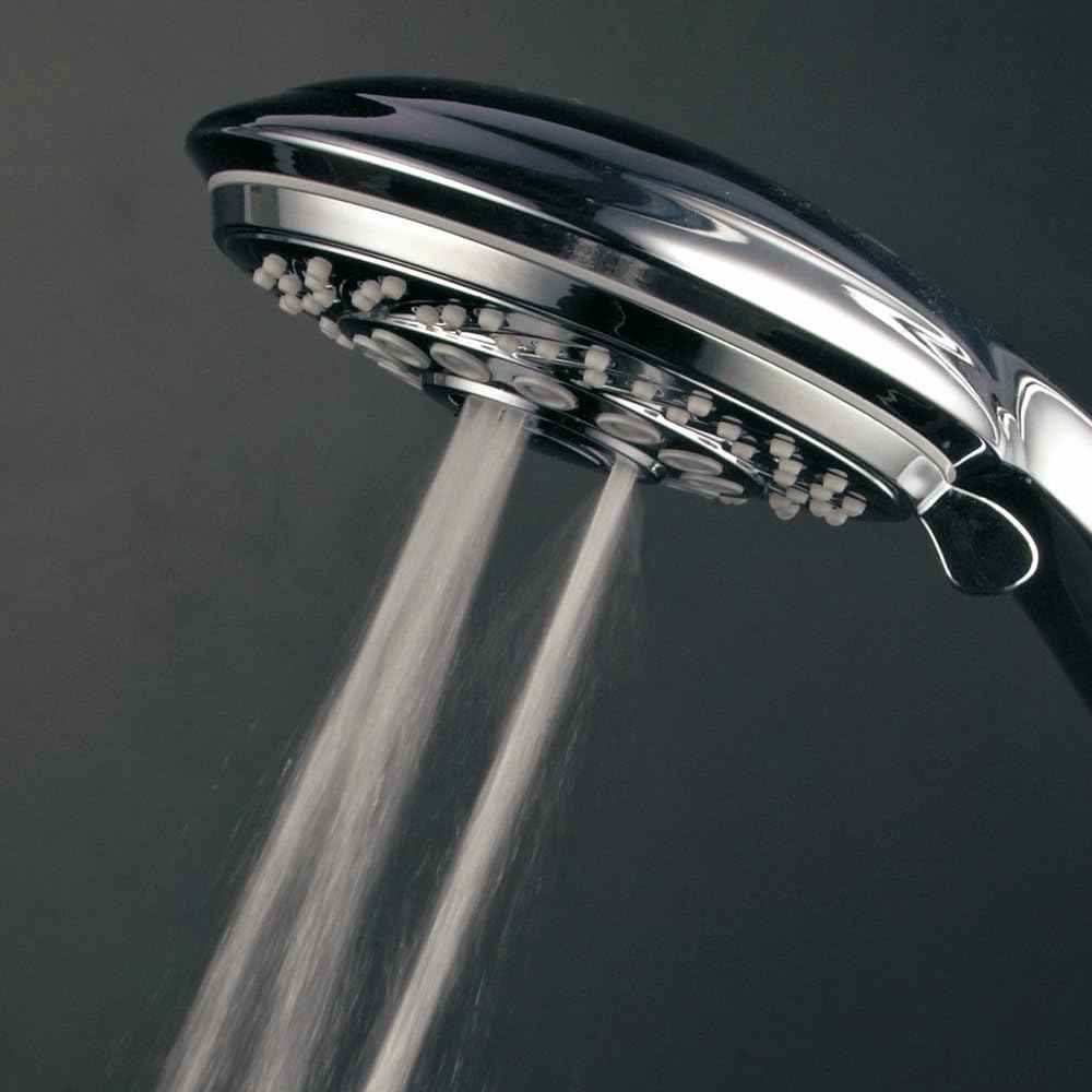 HotelSpa 7-setting AquaCare Series Spiral Handheld Shower Head Luxury Convenience Package with Pause Switch, Extra-long Hose PLUS Extra Low-Reach Bracket Stainless Steel Hose - All-Chrome Finish - - 