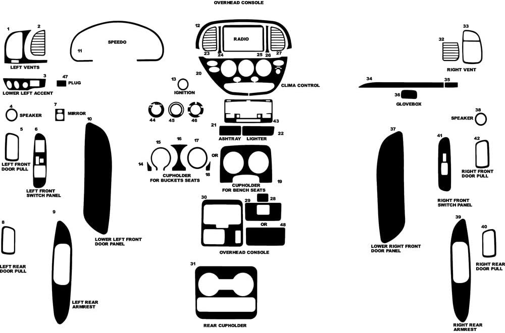 Rvinyl Rdash Dash Kit Decal Trim for Toyota Tundra 2000-2004 - Carbon Fiber 4D (Silver)