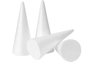 YURN Craft 4 Pack Foam Cones for Crafts, Foam Trees Cones, 3.82×9.49 in Cones Shaped Foam for Christmas Decorations, Gnomes, and DIY Art Projects.