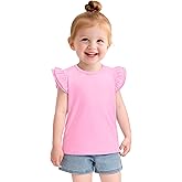 Witwot Toddler Girl Shirts Baby Girls Ruffle Sleeves Blouse T-Shirts Basic Cotton Tee Tops Cute Clothes Size 2T-7Y