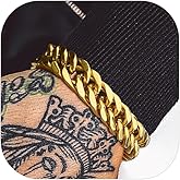 Bandmax Cuban Chain Bracelets for Men Women, Stainless Steel/Black/Gold Plated Hip Hop Chunky Miami Curb Link Wristlet Bracelet Gift for Son Grandson Husband Father