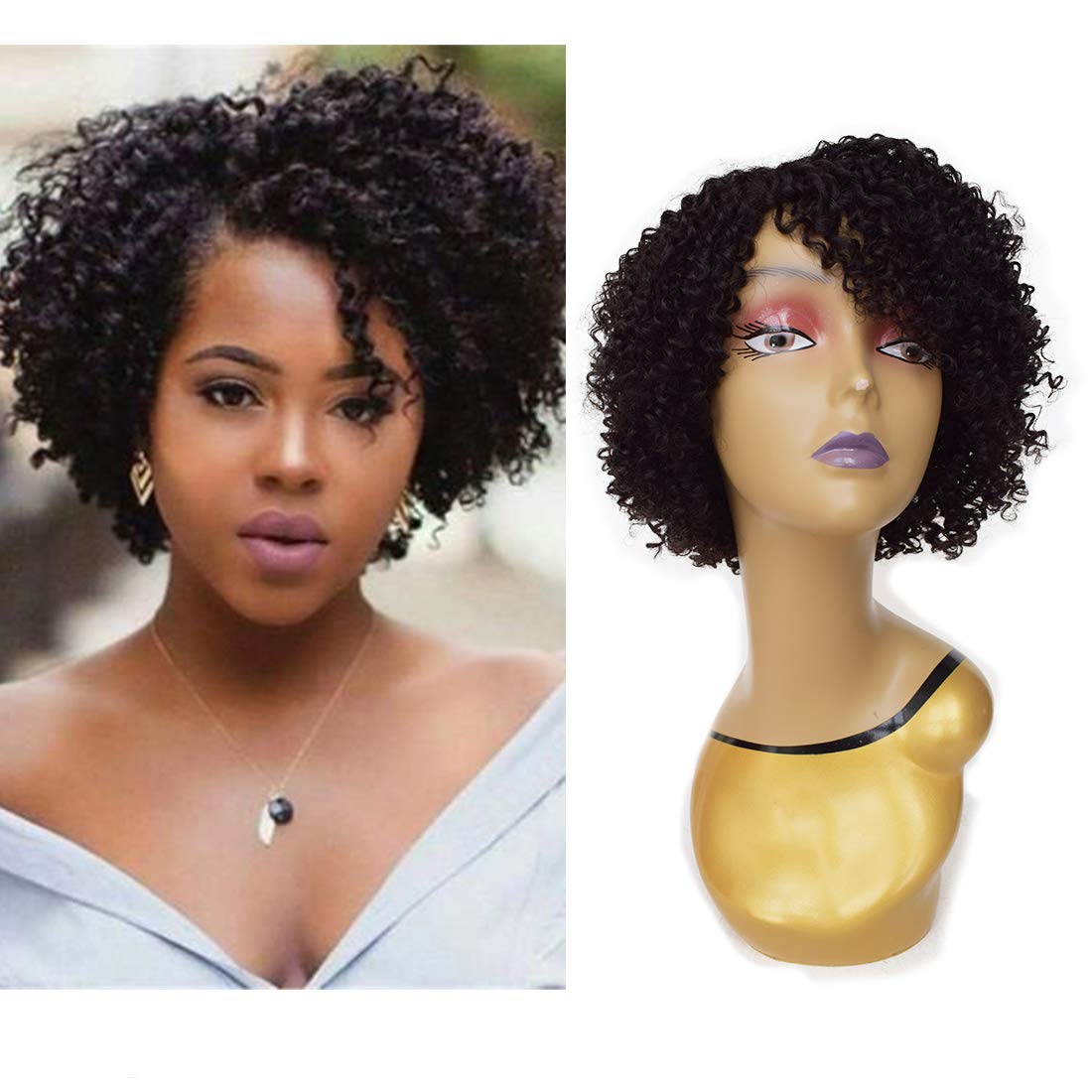 Amazon Com Wigenius Short Kinky Curly Wig Unprocessed Brazilian
