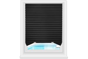 Zipcase 6 Pack Window Blackout Shades, 100% Shading Cordless Light Filtering Pleated Paper Shades, 36 in x 72 in(Fits Windows 19”- 36”), Black