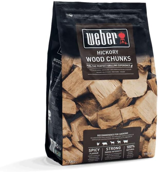 Weber Hickory Wood Chunks 1.5kg for Smoking Beef Poultry Pork