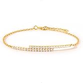 STORYJEWELLERY 18K Gold Plated Bracelets for Women, Adjustable Cubic Zirconia Stack Bracelet, Dainty Everyday Jewelry, Unique Gifts for Women