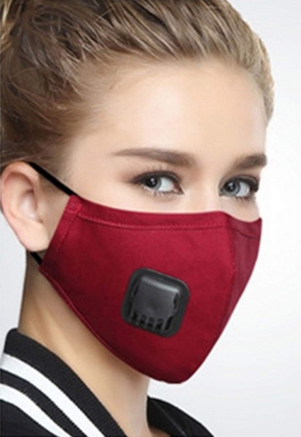 Fashion KN95 anti Dust PM2.5 On Mouth with Respirator Activated Carbon Filter Fabric Mask(Women Red)