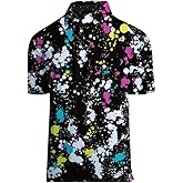 Actflare Golf Shirts for Men Printed Performance Moisture Wicking Short Sleeve Dry Fit Polo Shirts