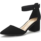 DREAM PAIRS ANNEE Pointed Toe Low Chunky Heels Pump Shoes