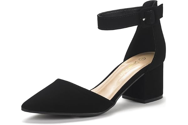 DREAM PAIRS Women's Closed Toe Low Block Heel Pumps | Medium and Wide Widths,2.25-Inch,Dress Shoes,Pointed Toe,Ankle Strap,fo