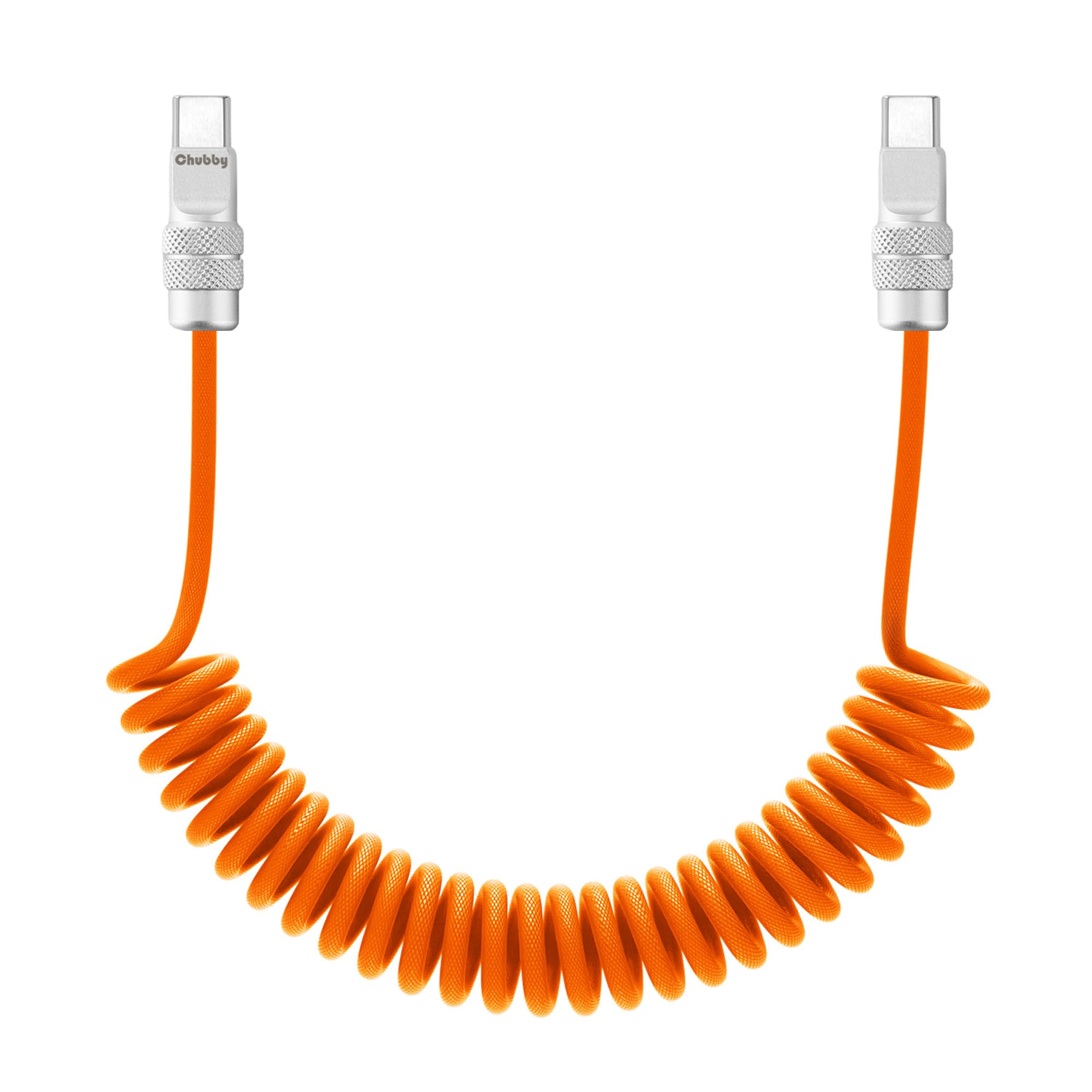 Photo 1 of chubbycable Curly Chubby 240W Coiled USB C Fast Charging Cable Durable Braided Charger Cord for Car Compatible with iPhone 17-15 Series iPad, Orange, Type-C to Type-C, 2.13FT-6.56FT