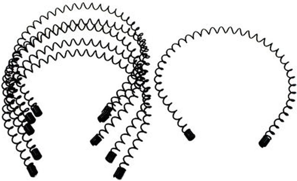 6Pcs Women Men Black Multi-style Spring Wave Metal and Plastic Hair Hoop Hairband Boy Girl Flexible Headband Accessory (B#)