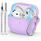 Ljusmicker for AirPods 4 Case 2024 with Cleaner Kit,Soft Silicone Protective Cover for Apple AirPods 4th Generation Cases for Women Men,AirPod 4 Case Accessories with Keychain-Magnetic Purple
