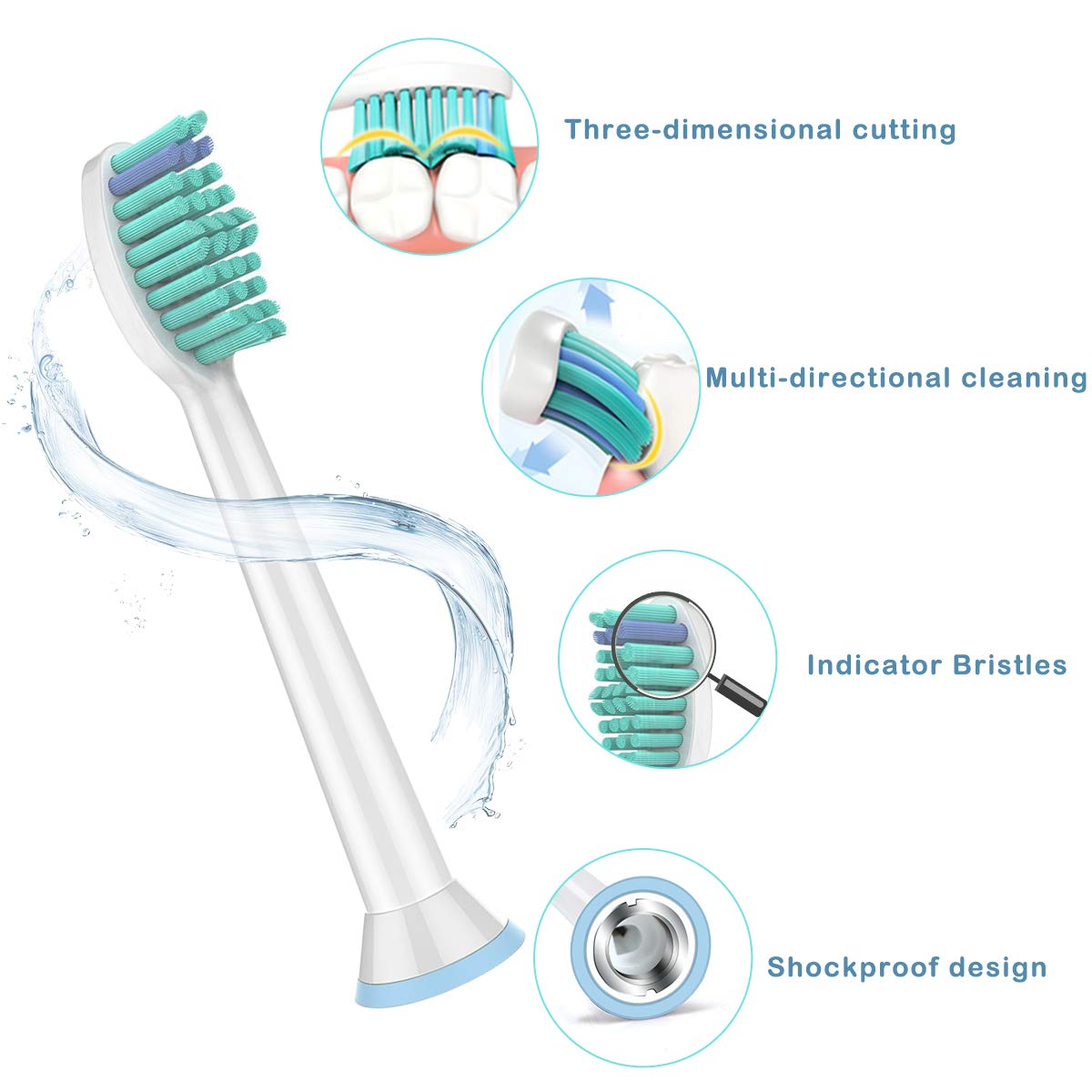 OTISA-Replacement Toothbrush Heads,10 Packs Toothbrush Head Compatible with Philips Sonicare DiamondClean,FlexCare,HealthyWhite,EasyClean,Essence+(Plus),More Toothbrush Heads for Brush Handles