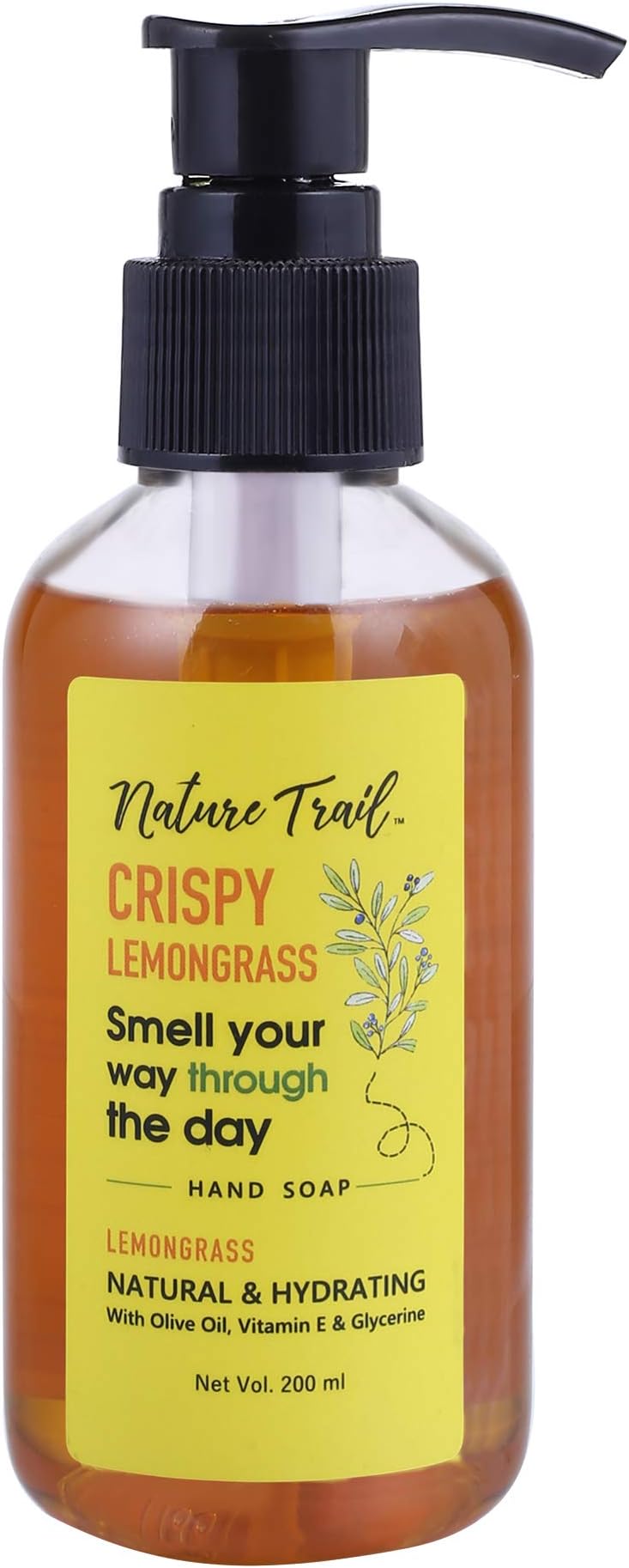 Nature Trail Crispy Lemongrass Natural Handwash with Olive Oil, Vitamin E & Glycerine, Sulphate & Paraben Free, 200 ml