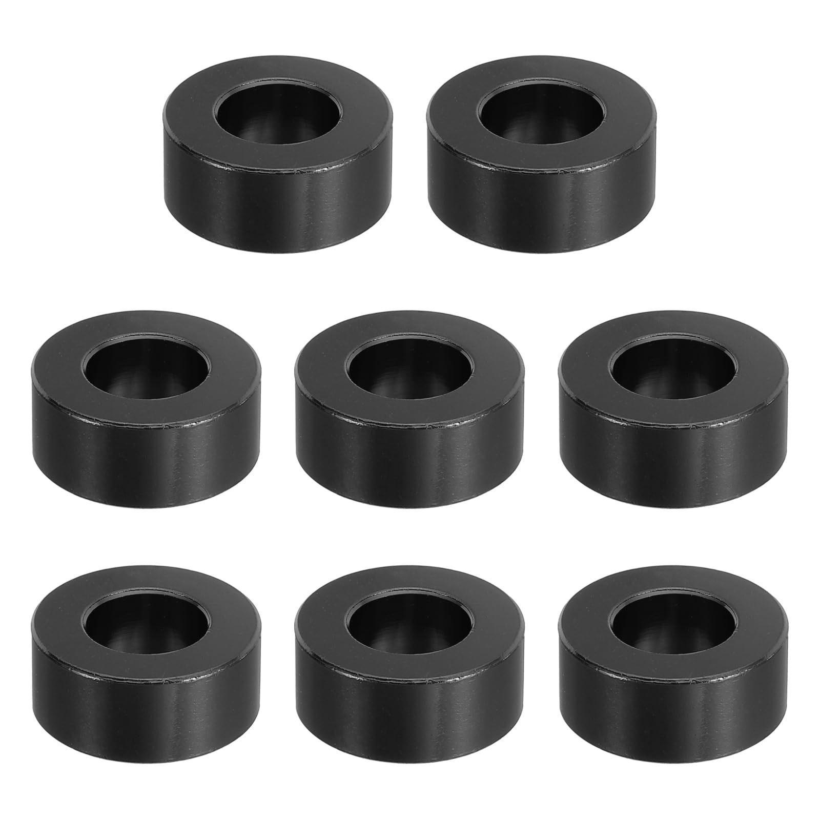 PATIKIL M10 Aluminum Spacer, 8 Pcs Metal Spacers Aluminum 10.5mm ID x 20mm OD x 8mm L Aluminum Spacer Screw Standoff Round for 2/5in or M10 Screw Bolt,Black