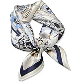 Weximil 100% Mulberry Silk Neck Scarf - 21'' x 21'' Lightweight Neckerchief - Women Men Small Square Digital Printed Scarves