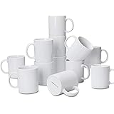 AmazonCommercial 12-Piece Porcelain, 10 Oz. Gourment Coffee Mug Set, White