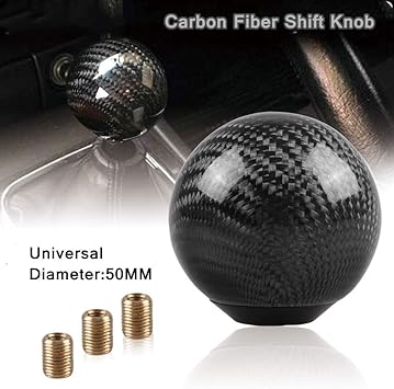 For Mini Spherical Screw On 6-Speed Round Ball Type Adapter Shift Knob White