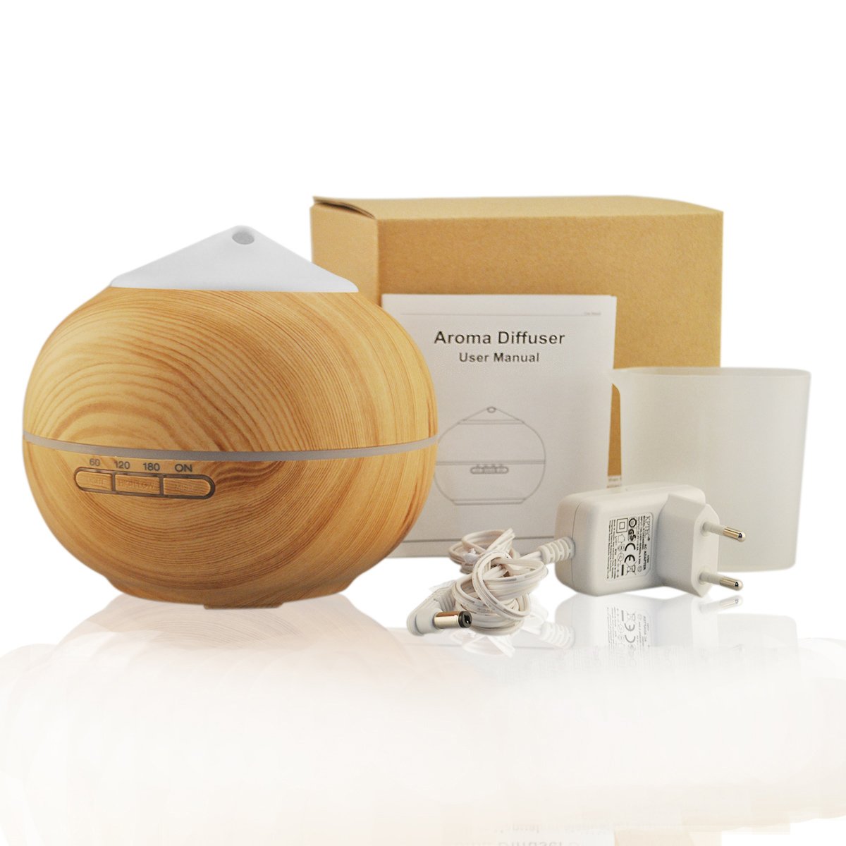 Aroma Diffuser, 200ml Holzmaserung Luftbefeuchter mit Farbenwechselnde Elektrisch Duftlampe 7 Farben für Yoga Salon Spa Wohn Schlaf Bade oder Kinderzimmer Hotel