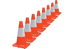 OranLite Overall Fluorescent Orange Red Integrated Traffic Cones, Road Cones for Parking Lot, Sport & Driving Training, Road Safety, Construction Events (18" Cone-8Pack)