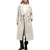 Shiyifa Womens Long Wool Coat Winter Notch Lapel Double Breasted Pea Trench Coat with Pockets