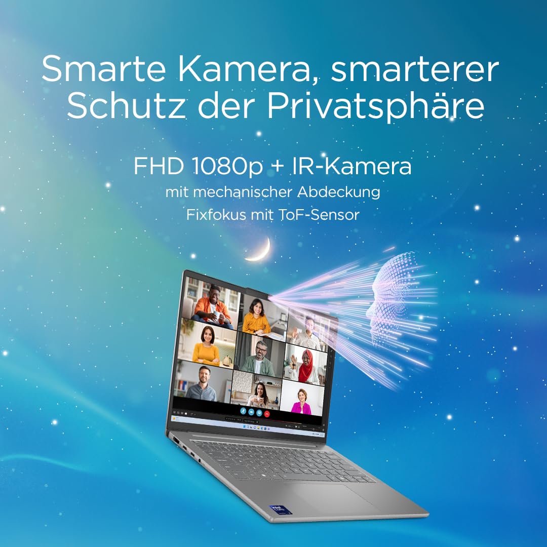 Lenovo IdeaPad Slim 5i Laptop | Copilot+ PC | 14" WUXGA OLED Display | Intel Core Ultra 9 185H | 1TB SSD | 32GB RAM | Intel Arc Grafik | QWERTZ | Beleuchtet | Win11 | Grau | 3 Monate Premium Care 3