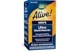 Nature's Way Alive! Men's Daily Ultra Multivitamin, High Potency Formula, Promotes Healthy Heart & Muscle Function*, with Methlyated B12, Gluten Free, 60 Tablets (Packaging May Vary)