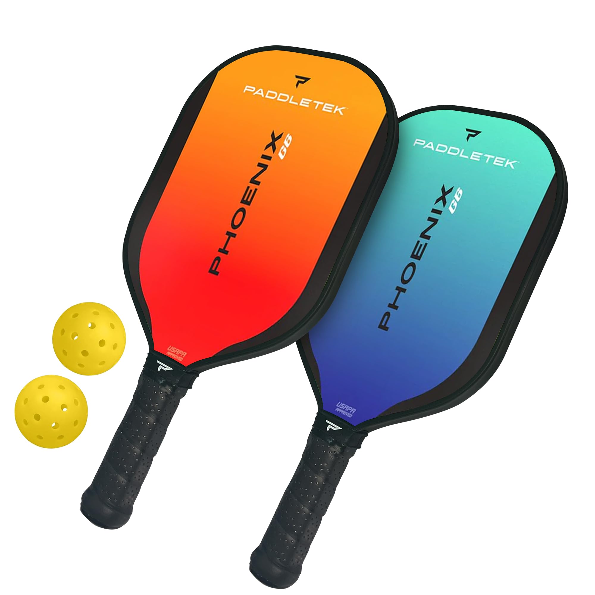Paddletek Phoenix G6 Graphite Pickleball Paddle Set of 2 | Professional Pickleball Paddles with Honeycomb Core, Polycarbonate Surface, Graphite PolyCore & High Tack Performance Grip | USAPA Approved