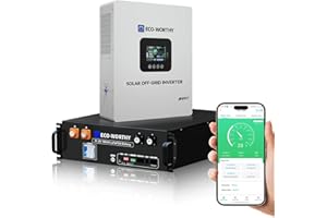 ECO-WORTHY Home Power Station Backup Power,5120Wh LiFePO4 Battery Support Communication,Bluetooth and WiFi,AC 5000W Inverter,1Hr/2.5Hr Fast Charge,for Home Backup,Emergency,Solar System Components